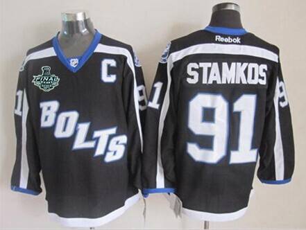 Men's Tampa Bay Lightning #91 Steven Stamkos 2015 Stanley Cup 2014 Black Jersey
