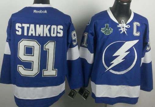 Men's Tampa Bay Lightning #91 Steven Stamkos 2015 Stanley Cup Blue Jersey