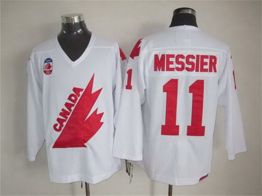 Men's Team Canada #11 Mark Messier 1991 Olympic White CCM Vintage Throwback Jersey