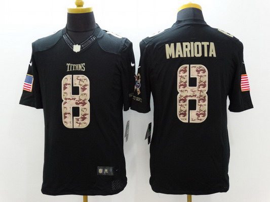 Men's Tennessee Titans #8 Marcus Mariota Black Salute To Service NFL Nike Limited Jersey