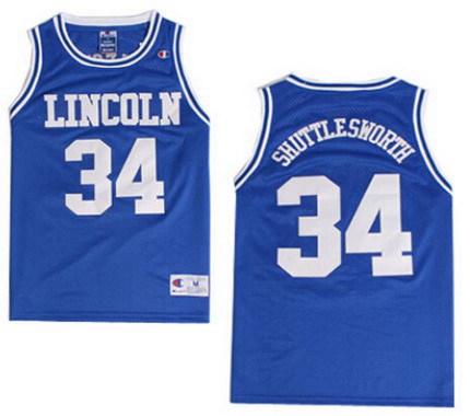 Men's The Movie Lincoln #34 Shuttlesworth Blue Swingman Basketball Jersey