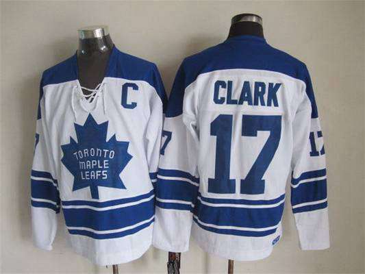 Men's Toronto Maple Leafs #17 Wendel Clark 1966-67 White CCM Vintage Throwback Jersey