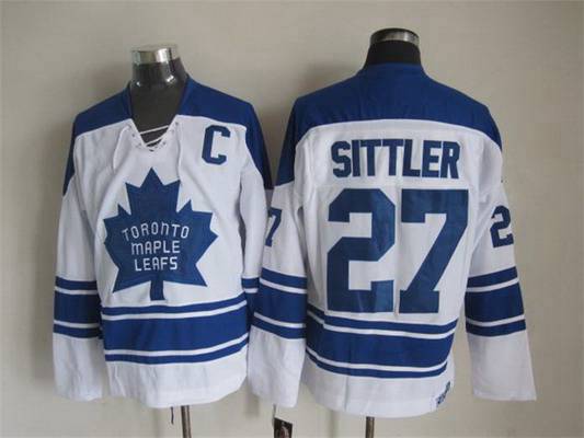 Men's Toronto Maple Leafs #27 Darryl Sittler 1966-67 White CCM Vintage Throwback Jersey
