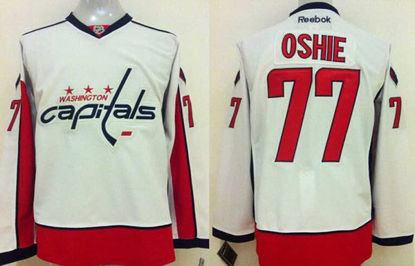 Men's Washington Capitals #77 T.J. Oshie Away White NHL Reebok Jersey