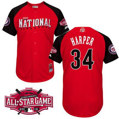 Men's Washington Nationals #34 Bryce Harper 2015 MLB All-Star Red Jersey