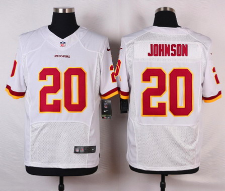 Men's Washington Redskins #20 Jeron Johnson White Road NFL Nike Elite Jersey