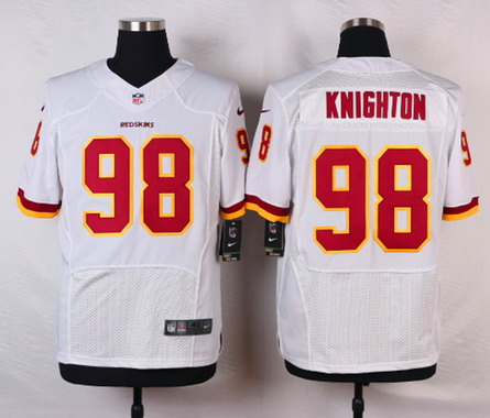 Men's Washington Redskins #98 Terrance Knighton White Road NFL Nike Elite Jersey