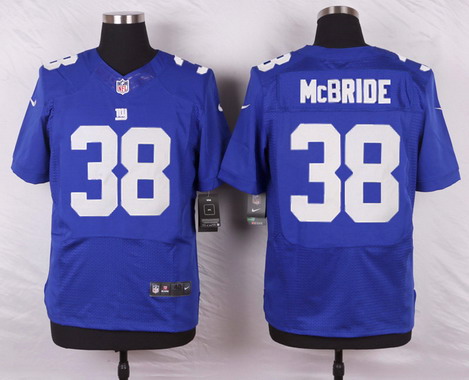 Men's York Giants #38 Trumaine McBride Royal Blue Team Color NFL Nike Elite Jersey