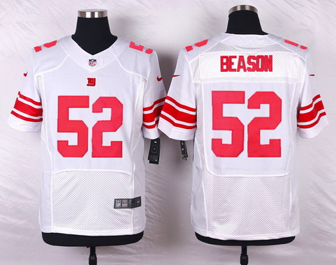 Men's York Giants #52 Jon Beason White Road NFL Nike Elite Jersey