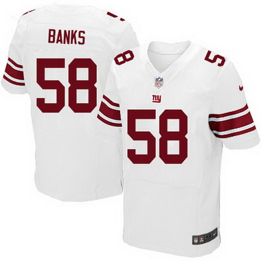 Men's York Giants #58 Carl Banks White Road NFL Nike Elite Jersey