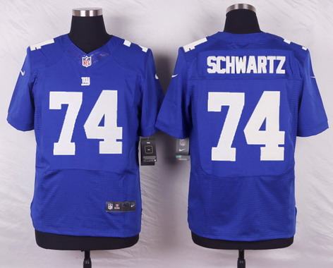 Men's York Giants #74 Geoff Schwartz Royal Blue Team Color NFL Nike Elite Jersey