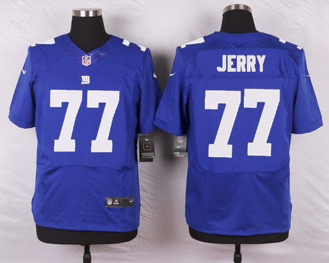 Men's York Giants #77 John Jerry Royal Blue Team Color NFL Nike Elite Jersey