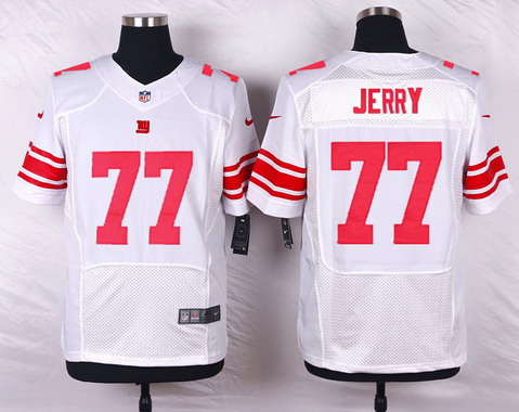 Men's York Giants #77 John Jerry White Road NFL Nike Elite Jersey