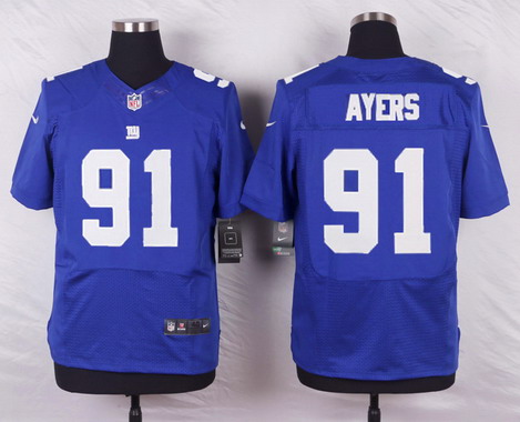 Men's York Giants #91 Robert Ayers Royal Blue Team Color NFL Nike Elite Jersey