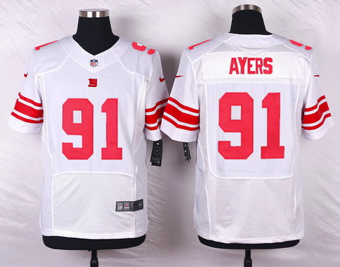 Men's York Giants #91 Robert Ayers White Road NFL Nike Elite Jersey