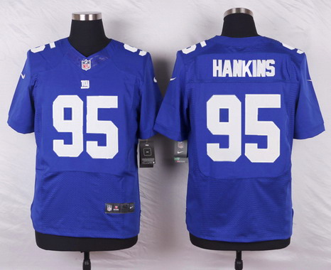 Men's York Giants #95 Johnathan Hankins Royal Blue Team Color NFL Nike Elite Jersey