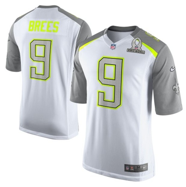 Mens Team Carter Drew Brees #9 Nike White 2015 Pro Bowl Game Jersey