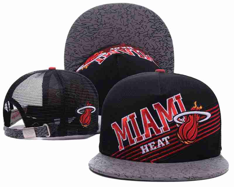 Miami Heat Mesh Snapback Hat Black-TX12