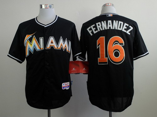 MLB Miami Marlins #16 Jose Fernandez Black Jersey
