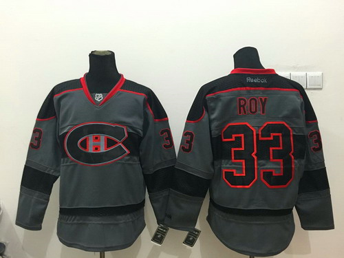 Montreal Canadiens #33 Patrick Roy Charcoal Gray Jersey