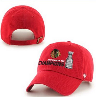 NHL Chicago Blackhawks 47 Brand Red 2015 Stanley Cup Champions Clean-Up Adjustable Hat