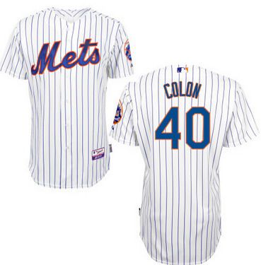 New York Mets #40 Bartolo Colon White Pinstripe Jersey