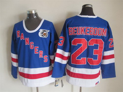 New York Rangers #23 Jeff Beukeboom Light Blue 75TH Throwback CCM Jersey