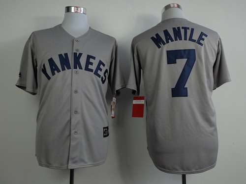 MLB New York Yankees #7 Mickey Mantle Gray 75TH Patch Jersey