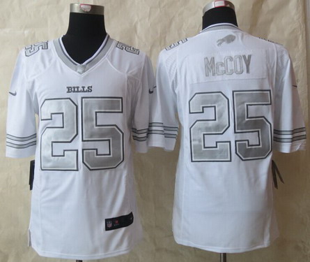 Nike Buffalo Bills #25 LeSean McCoy Platinum White Limited Jersey