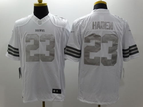 Nike Cleveland Browns #23 Joe Haden Platinum White Limited Jersey