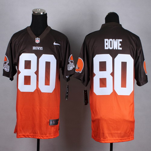 Nike Cleveland Browns #80 Dwayne Bowe Brown-Orange Fadeaway Elite Jersey