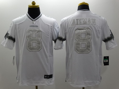 Nike Dallas Cowboys #8 Troy Aikman Platinum White Limited Jersey