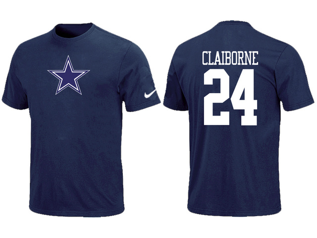 Nike Dallas Cowboys 24 CLAIBORNE Name & Number T-Shirt Blue
