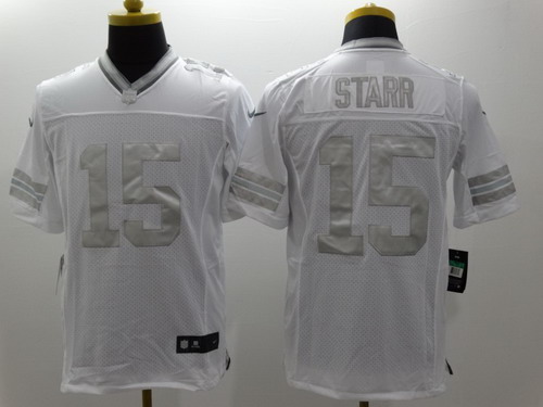 Nike Green Bay Packers #15 Bart Starr Platinum White Limited Jersey