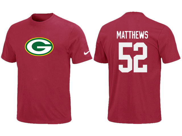 Nike Green Bay Packers 52 MATTHEWS Name & Number T-Shirt Red