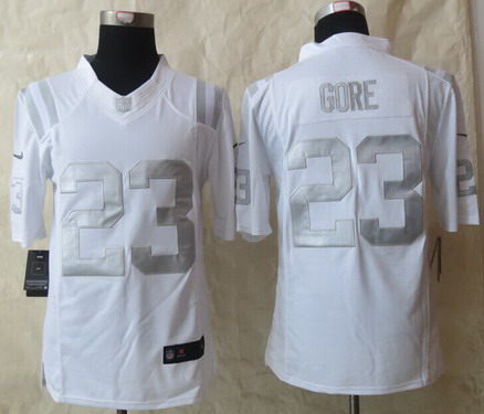 Nike Indianapolis Colts #23 Frank Gore Platinum White Limited Jersey