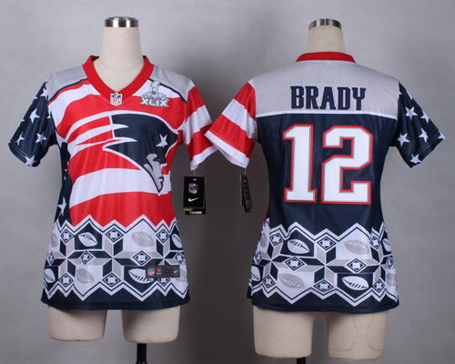 Nike New England Patriots #12 Tom Brady 2015 Super Bowl XLIX Fashion Womens Jersey