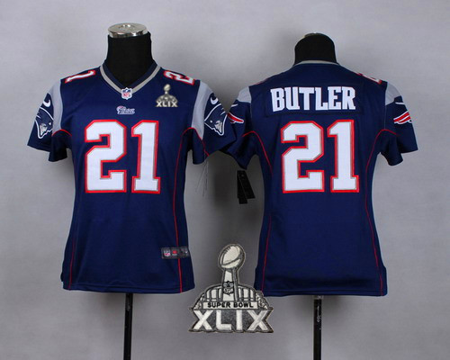 Nike New England Patriots #21 Malcolm Butler 2015 Super Bowl XLIX Blue Game Kids Jersey