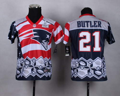 Nike New England Patriots #21 Malcolm Butler 2015 Super Bowl XLIX Noble Fashion Kids Jersey