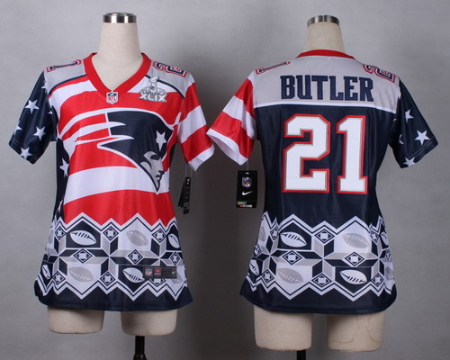 Nike New England Patriots #21 Malcolm Butler 2015 Super Bowl XLIX Noble Fashion Womens Jersey