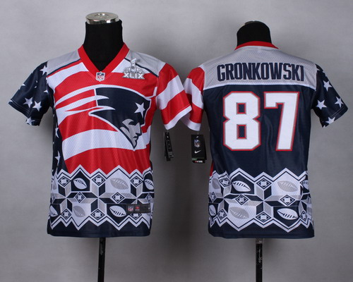 Nike New England Patriots #87 Rob Gronkowski 2015 Super Bowl XLIX Noble Fashion Kids Jersey
