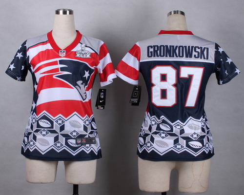 Nike New England Patriots #87 Rob Gronkowski 2015 Super Bowl XLIX Noble Fashion Womens Jersey