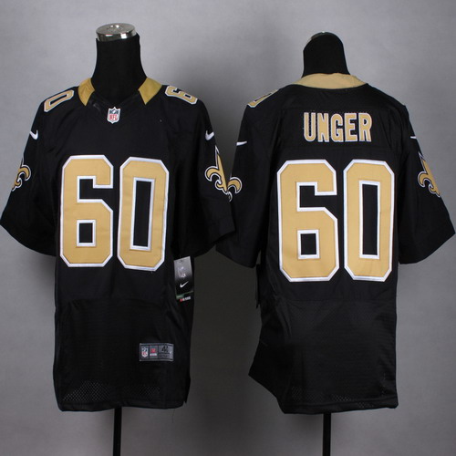 Nike New Orleans Saints #60 Max Unger Black Elite Jersey