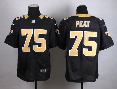 Nike New Orleans Saints #75 Andrus Peat Black Elite Jersey