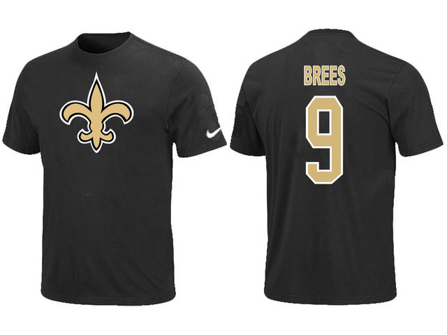 Nike New Orleans Saints #9 Drew Brees Name & Number T-Shirt Black