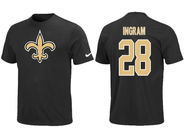 Nike New Orleans Saints #28 Mark Ingram Name & Number T-Shirt Black