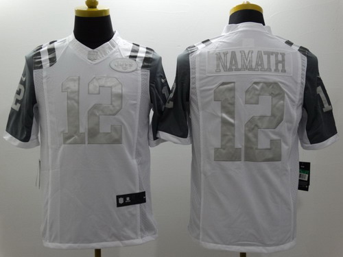 Nike New York Jets #12 Joe Namath Platinum White Limited Jersey