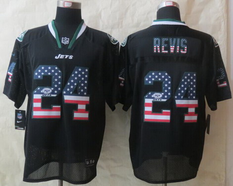 Nike New York Jets #24 Darrelle Revis 2014 USA Flag Fashion Black Elite Jersey