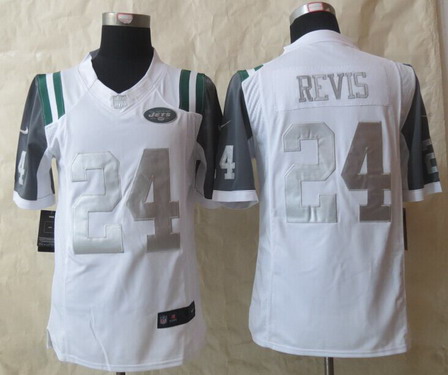 Nike New York Jets #24 Darrelle Revis Platinum White Limited Jersey