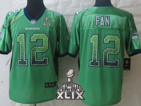 Nike Seattle Seahawks #12 Fan 2015 Super Bowl XLIX 2013 Drift Fashion Green Elite Jersey